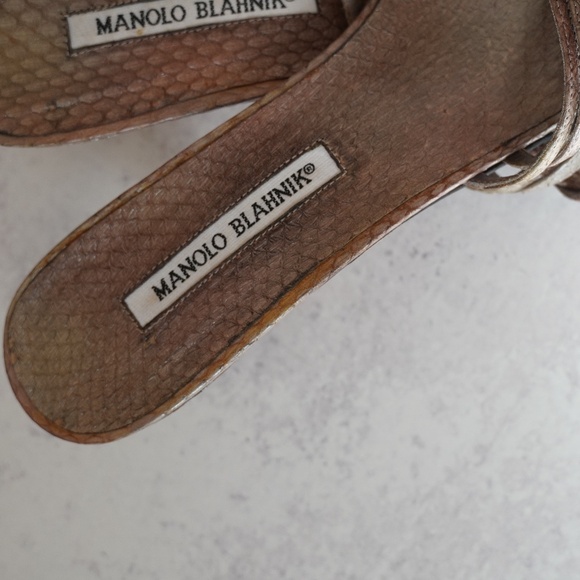 Manolo Blahnik Multicolor Snakeskin Kitten Heels - Picture 5 of 11